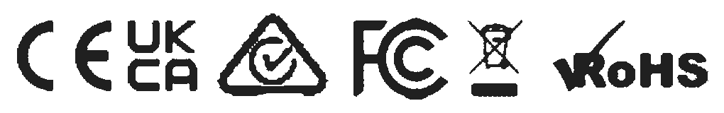 CE, UKCA, RCM, FCC, WEEE, RoHS