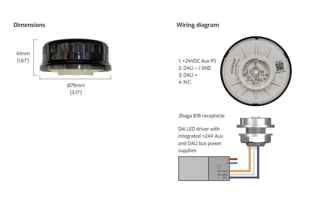 Dimensions and wiring diagram